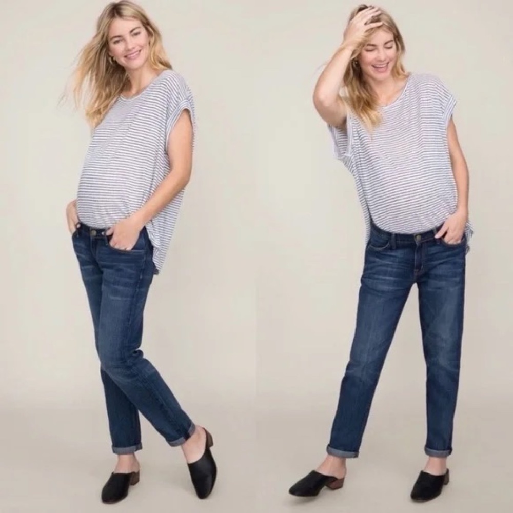 Current/Elliott x Hatch The Boyfriend Maternity Jeans Loved Wash